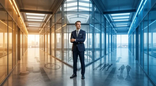 Dirigeant face à deux chemins divergents symbolisant des opportunités de croissance avec des ressources limitées