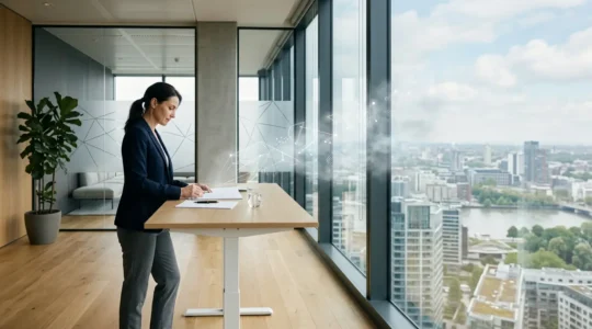 Dirigeant d'entreprise concentré sur sa zone de génie dans un environnement épuré