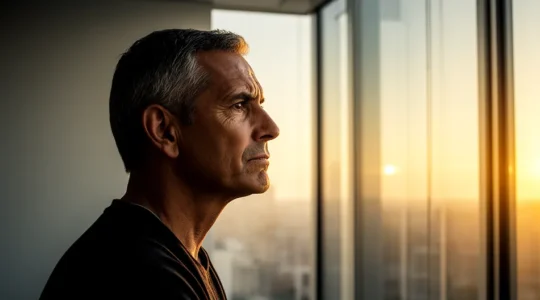 Entrepreneur face à la tempête commerciale, se relevant avec détermination et vision renouvelée