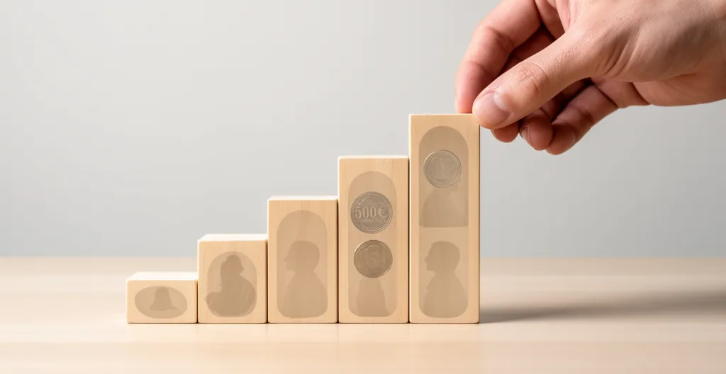 Entrepreneur analysant des données financières avec une calculatrice et des graphiques sur un bureau minimaliste