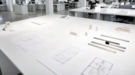 Vue conceptuelle d'un environnement de travail moderne montrant la validation technique d'un projet innovant