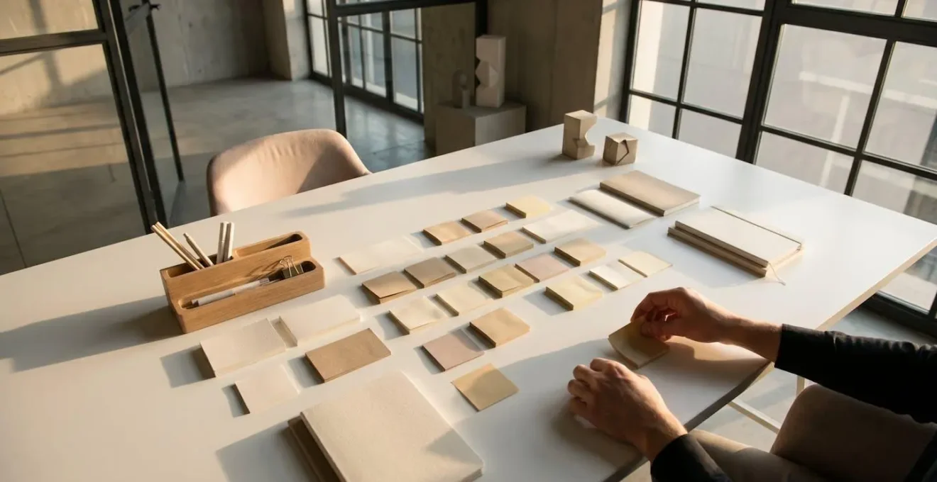 Entrepreneur préparant méthodiquement sa session de mentorat avec documents et notes structurées