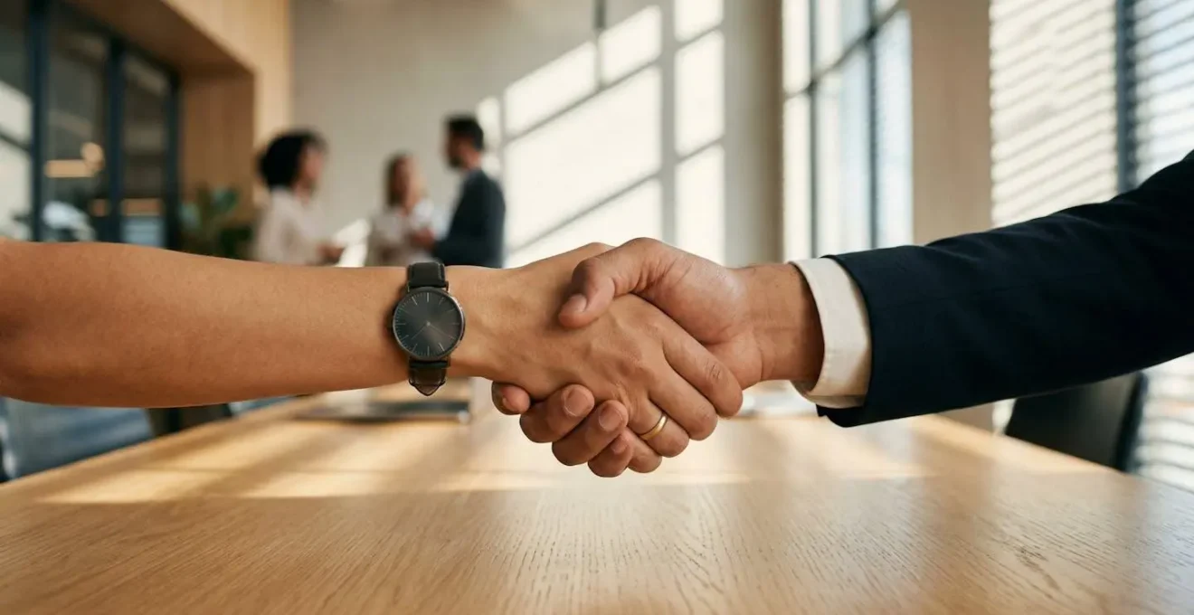Poignée de main professionnelle symbolisant un accord de partenariat