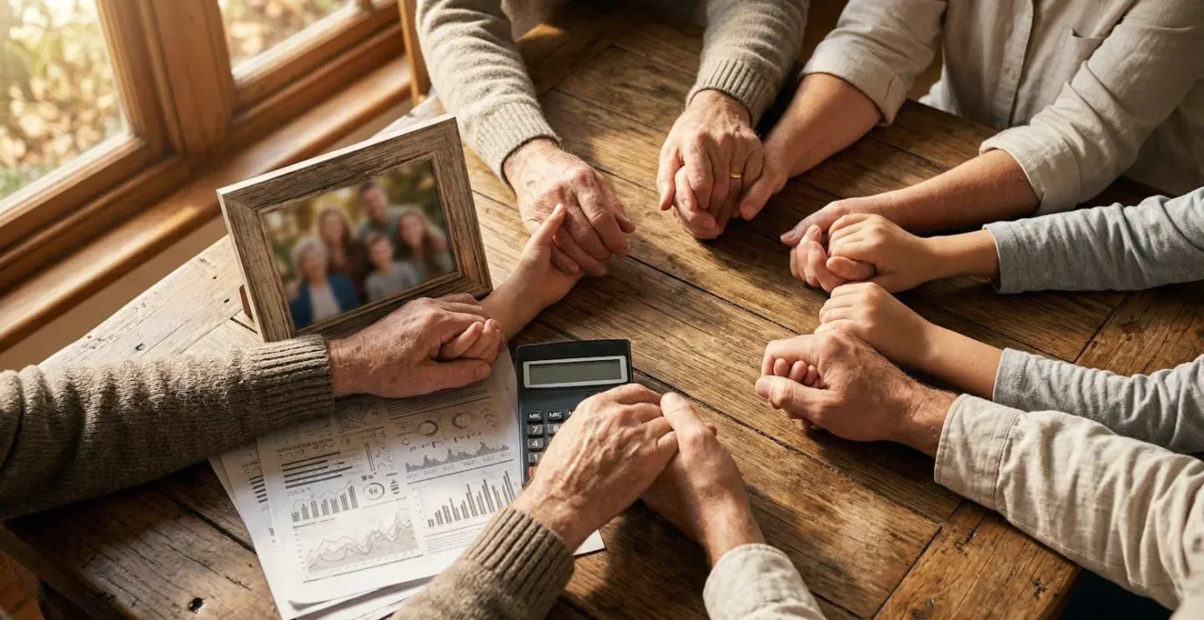Réunion familiale de soutien lors d'une crise entrepreneuriale, moment de solidarité et planification
